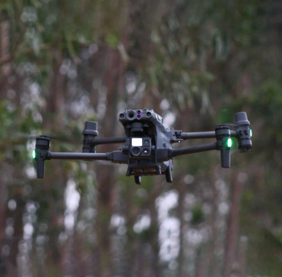 Thermal imaging drone at dusk